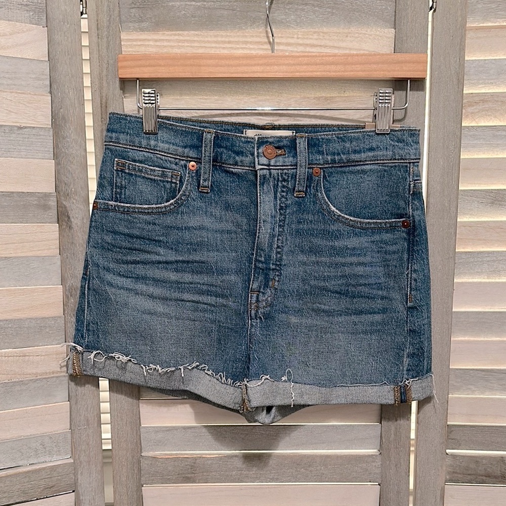 Madewell high rise Denim Frayed Hem Shorts
